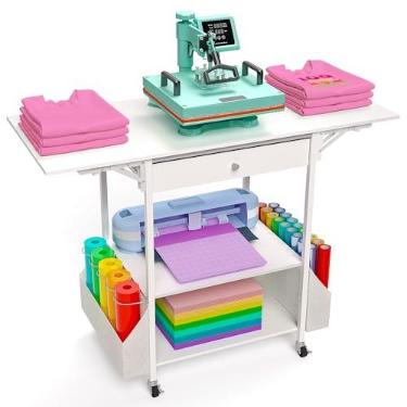 Imagem de Crafit Ð ‚Ð «Ð Šð Ÿð ¢Ð Mesa De Prensa Térmica Dobrável: Comporta 36 Rolos De Vinil, Carrinho De Suporte De Prensa Térmica Móvel Com Bolsa De Armazenamento, Bancada De Trabalho Dobrável Para Serviços