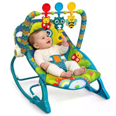 Imagem de Cadeira de Balanço Vibratório para Bebês Azul com Som até 18kg Castela
