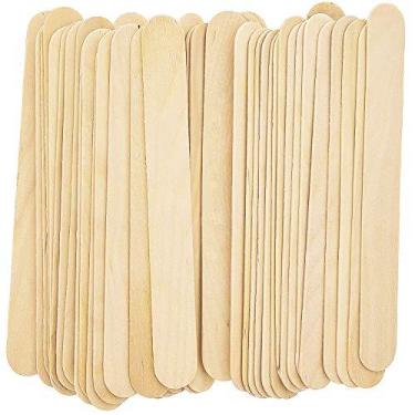 Imagem de 200 peças de bastões de artesanato jumbo, madeira natural premium para construir, misturar e criar projetos de artesanato, tamanho 15 x 1,5 cm