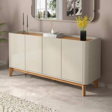 Imagem de Buffet Balcão 160cm Sala com 4 Portas Flip 1.6 Patrimar Off White/Cina