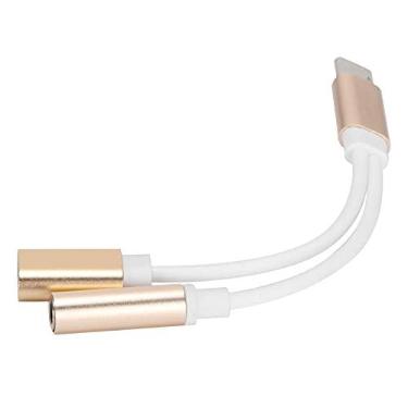 Imagem de Adaptador de dados de fone de ouvido divisor de tipo C para 3,5 mm, adaptador auxiliar de áudio de carregamento tipo C compacto mais rápido Plug and Play para carregamento para ouvir músicas(ouro)