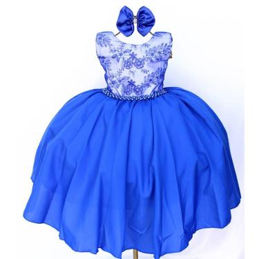 Imagem de Vestido Infantil Azul Royal Para Formatura E Tiara - festa luxo, 12, A