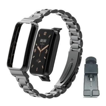 Imagem de T-BLUER Pulseira compatível com Xiaomi Mi Band 7 e 7 Pro, pulseiras de metal de substituição, acessórios para pulseira inteligente