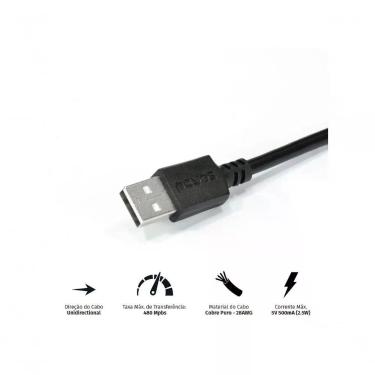 Imagem de Cabo Extensor Usb A 2.0 Macho Para Usb A 2.0 Femea 28awg Puro Cobre 1 Metro - Puamf2-1