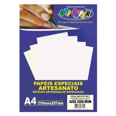 Imagem de Papel Offset Opaline Branco A4 240g para Jato de Tinta e Laser com 50 