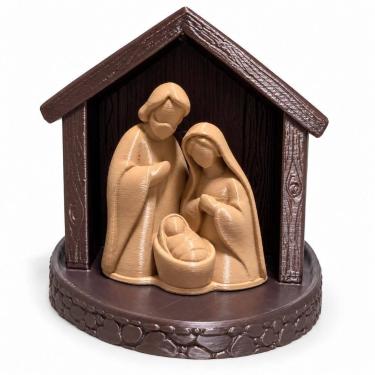 Imagem de Presépio Natalino Sagrada Família Com Casinha 12 cm - SRM UTILIDADES