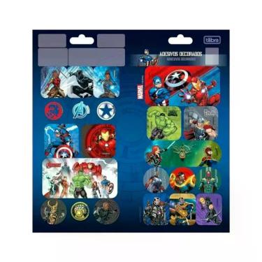 Imagem de Cartela de Adesivo Decorado Tilibra Avengers Asb para Decoração com Etiqueta Adesiva Formato 100MM X 208MM 1 Folha