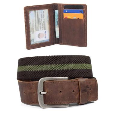 Imagem de Kit Cinto Masculino De Elástico em Couro + Carteira Em Couro - Use You