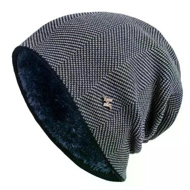 Imagem de Gorro Unissex de Inverno Peluciado Xthree em Acrílico Azul Marinho Estiloso Simples e Moderno Adulto