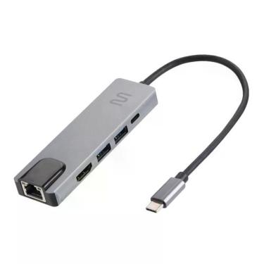 Imagem de Hub USB Tipo-C 5 em 1 AC447 com HDMI 4K RJ45 Ethernet USB 3.0 e Power Delivery Multi