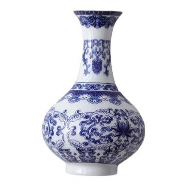 Imagem de Ioensy Vaso de parede para plantas, suporte para garrafas, decoração para escritório e casa, arranjo de flores, porcelana chinesa azul e branca para janela, 135mm