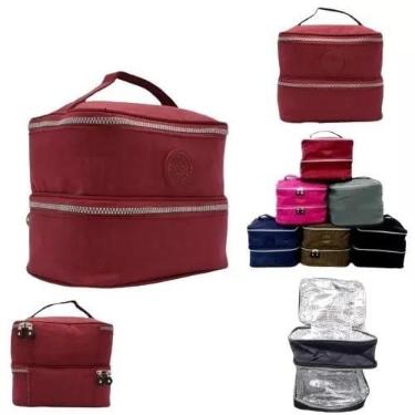 Imagem de Bolsa Lancheira Térmica 2 Compartimentos Quente E Frio (Marrom)