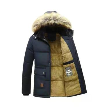 Imagem de Parka Masculina De Inverno À Prova De Vento Com Capuz De Fleece, Casac