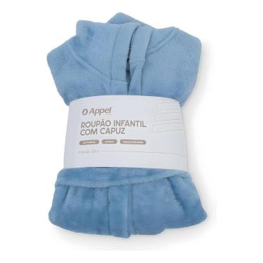 Imagem de Roupão Infantil Kids Felpudo Com Capuz Soft Macio Luxo Appel, Azul, P