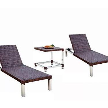 Imagem de Kit com 2 espreguiçadeiras de piscina e 1 mesa lateral