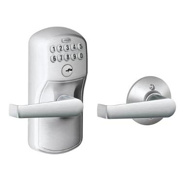Imagem de Teclado Schlage FE575 PLY 626 ELA Plymouth com trava automática e alavancas Elan, cromado escovado