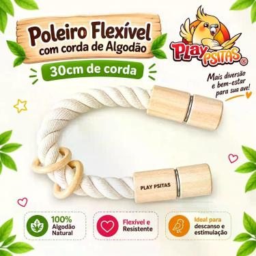 Imagem de Poleiro Flexível com corda de Algodão. 30cm de corda. - Play Psitas