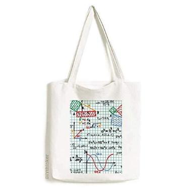 Imagem de Bolsa de lona com fórmulas matemáticas com função trigonométrica, bolsa de compras, bolsa casual