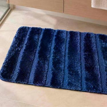 Imagem de Tapete de Banheiro Dublin Poliéster 70x50cm 01 Peça Azul Marinho Clara Luz Decora