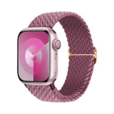 Imagem de Pulseira Ajustável De Elástico Trançado Para Apple Watch 45mm 49mm 44m