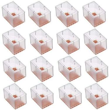 Imagem de Maydahui 16 peças de protetor de piso de cadeira retangular de silicone com almofadas de feltro para móveis de mesa, tampas de pés de mesa, ambientes internos, externos, comprimento de 48 a 53 mm