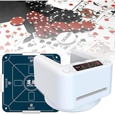 Imagem de Máquina Automática De Distribuição De Cartas, Máquina De Divisão De Cartas Portátil Giratória De 360 ​​° Com Toalha De Mesa De Pôquer Shuffler De Cartas Recarregável Para Jogos De 2 A 8 Pessoas,Br