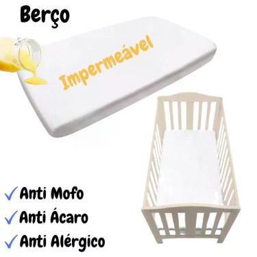 Imagem de Capa Impermeável Protetor Colchão de Berço com Elástico Branco Vida Pratika