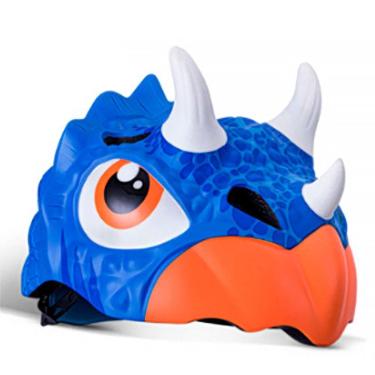 Imagem de Capacete Infantil Ciclismo Ajustável Dinossauro Azul Rockbros