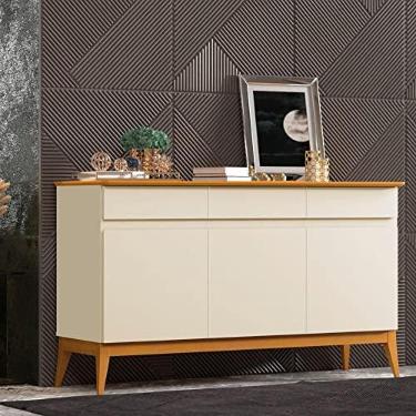 Imagem de Buffet Aparador 141cm 3 Portas 3 Gavetas Magnum 1.40 Edn Móveis Off White/cedro