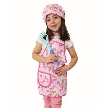 Imagem de Avental Infantil Com Chapéu De Cozinheiro Unicórnio Rosa - Recanto da 