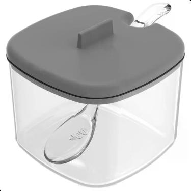 Imagem de Açucareiro Break com Colher Armazenar Açúcar Plástico Fechamento Hermético Cozinha Cinza Ou 200ML