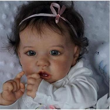 Imagem de KEGUOF 22 polegadas 2.5KG Bebê Renascido,Dia das Crianças Boneca Renascida,Boneca Renascida Feita à Mão Menina de Pelúcia com Real Toque Real Roupas Feitas à Mão Bonecas de Brinquedo recém-nascidas,Cloth body