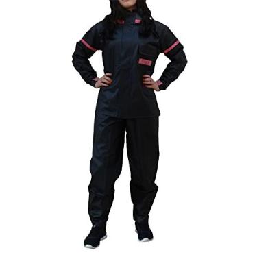 Imagem de Capa de chuva PVC Yess Motoqueiro Feminina Impermeável Resistente com bolso e refletivos rosa GG