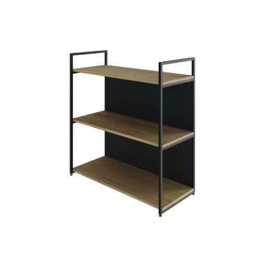 Imagem de Estante C/03 Prateleiras 84x80x33cm C/fundo Yon Vermont Oak/est.preta Vermont Oak/est.preta