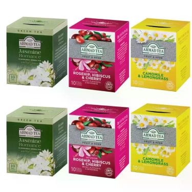 Imagem de Kit 6 Cha Importado Camomile Hibiscus Jasmine Ahmad 15Gr - Ahmad Tea L
