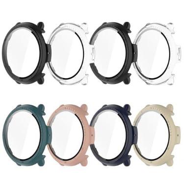 Imagem de HXFRTYU Pacote com 8 capas para protetor de tela Amazfit Active 2, capa protetora de policarbonato rígido em vidro temperado para Amazfit Active 2 SmartWatch transparente