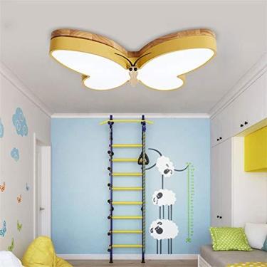 Imagem de Luminária de teto LED para quarto infantil, luminária de teto regulável com controle remoto para quarto de meninos e meninas, luminária de teto de acrílico (amarelo, C65 x L41 cm)