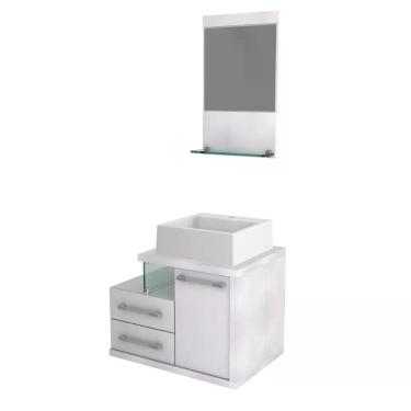 Imagem de Gabinete Para Banheiro C-cuba Q355 E Espelheira Legno 651 Branco Chess C-branco Chess