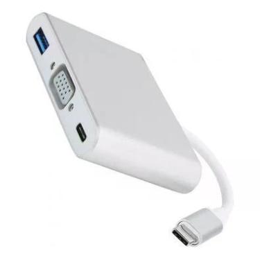 Imagem de 3 Em 1 HUB  Fy Tipo C, USB C Para USB 3.0, VGA/Adaptador Tipo C, Conversor 1080p