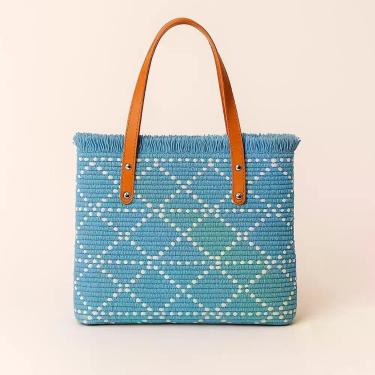 Imagem de Bolsa de Praia Feminina Grande Estilo Artesanal Tricot com Alça Bege -