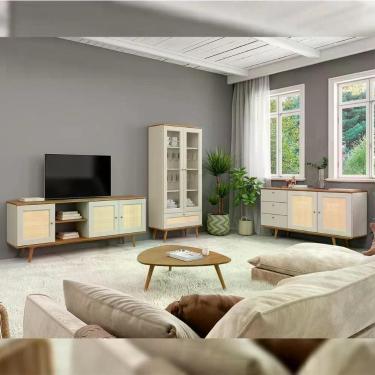 Imagem de Conjunto para Sala de Estar Louro e Luna 5 Portas 8 Prateleiras MDF 135CM Marrom Casa Lar Shop