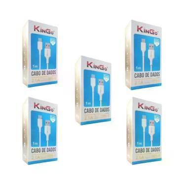 Imagem de Kit 5 Cabos Usb-C Kingo Branco 1M 2.1A Para Galaxy A11