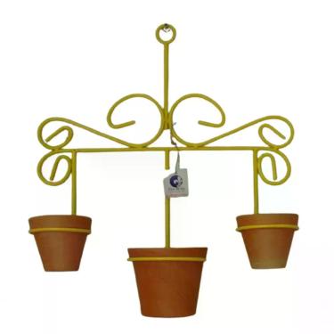 Imagem de Suporte Ferro Para Plantas Retro 3 Vasos - Amarelo