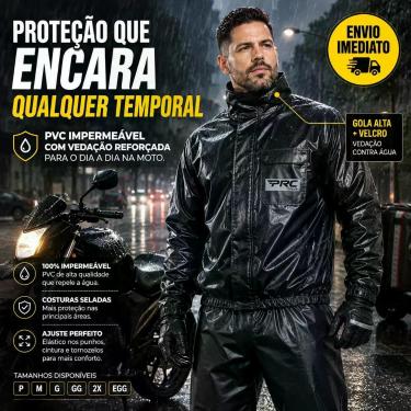 Imagem de Capa de Chuva Moto PVC Impermeavel Conjunto Motoqueiro Piracapas P a 2