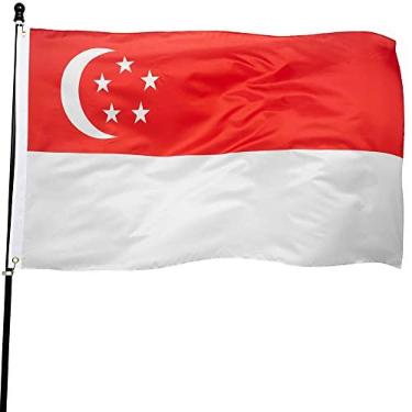 Imagem de Bandeira de Singapura DANF Bandeira de 3 x 5 Pés Bandeiras de Poliéster Nacional Singapura com Argolas de Latão 3 X 5 Ft