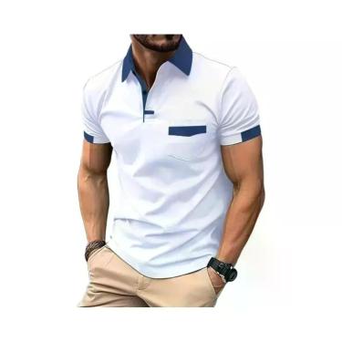 Imagem de Camisa Polo Masculina De Verão Leve E Respirável Em Cor Sólida, Camise