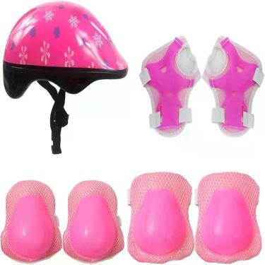 Imagem de Kit de Proteção Infantil Kit Radical 7 Peças Plus com Capacete Joelheira Cotoveleira e Munhequeira Rosa Yeet