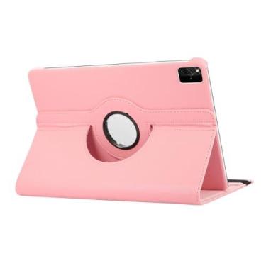 Imagem de Capa Capinha Carteira de Couro Preta Giratória Executiva Compatível Com Redmi Pad SE Tela de 11 Polegadas (Rosa claro)