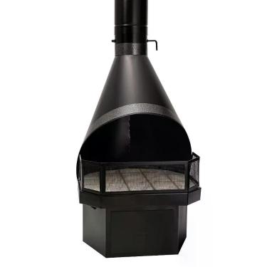 Imagem de Lareira de Canto e Meio de Parede Suiça 693T em Aço Carbono Preto Metávila para Ambientes
