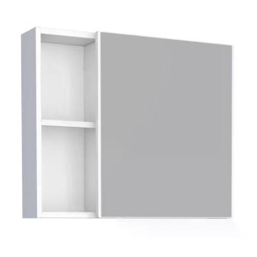 Imagem de Espelheira Em Aço Com 1 Prateleira Braga Branco